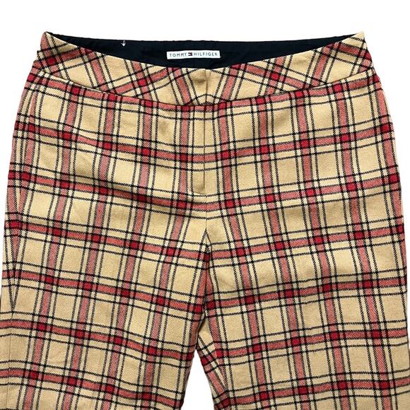 VTG TOMMY HILFIGER Wool Blend Wide Leg Plaid Trouser Pants  90s Y2K  SZ 12 - Picture 1 of 10